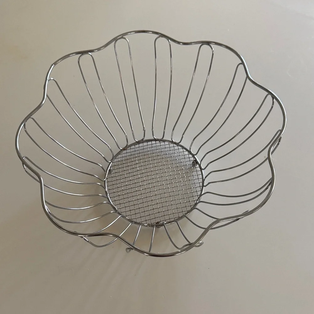 Silver Wire Flower Fruit Basket